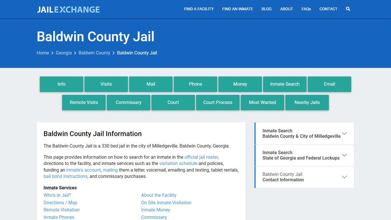 Baldwin County Jail, GA Inmate Search, Information